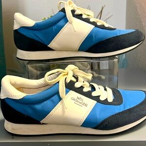 Blue and white Coach sneakers